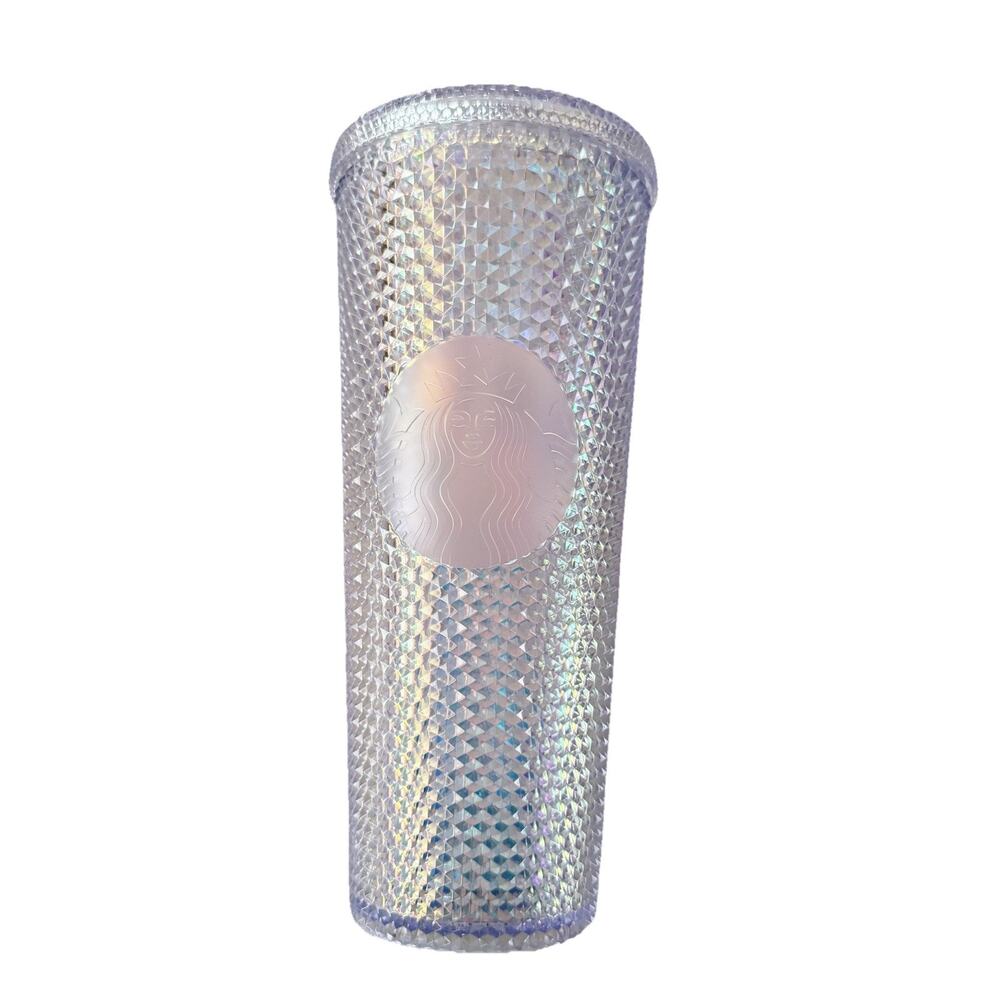 Starbucks 24 Oz Venti Iridescent Unicorn Studded Grid Tumbler 2021 With Straw